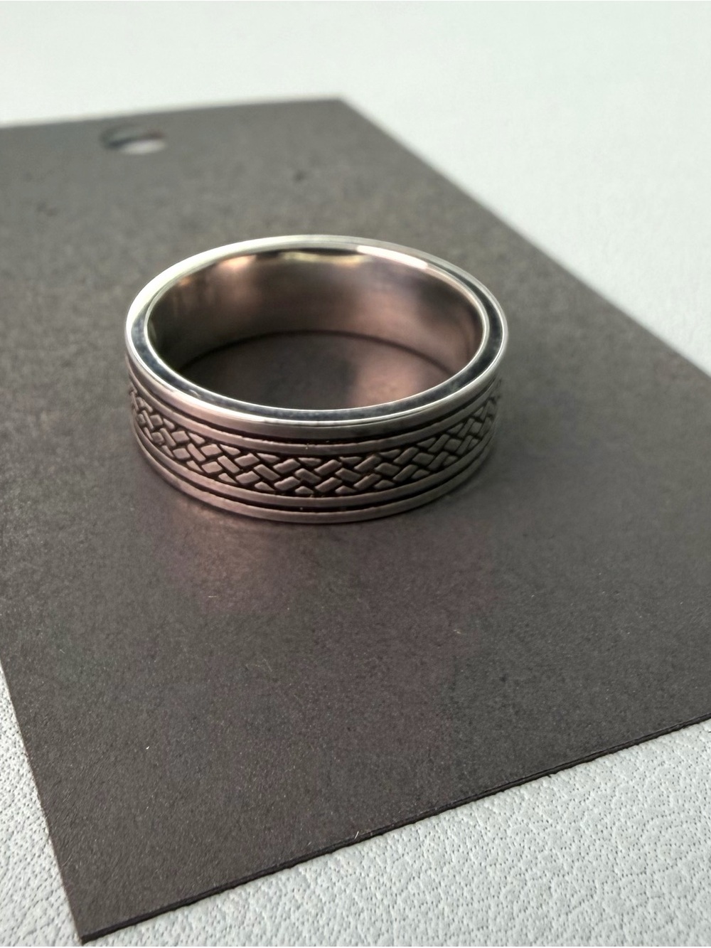 Men's Silver Celtic Knot Stainless Steel Ring - Intricate Braided Design